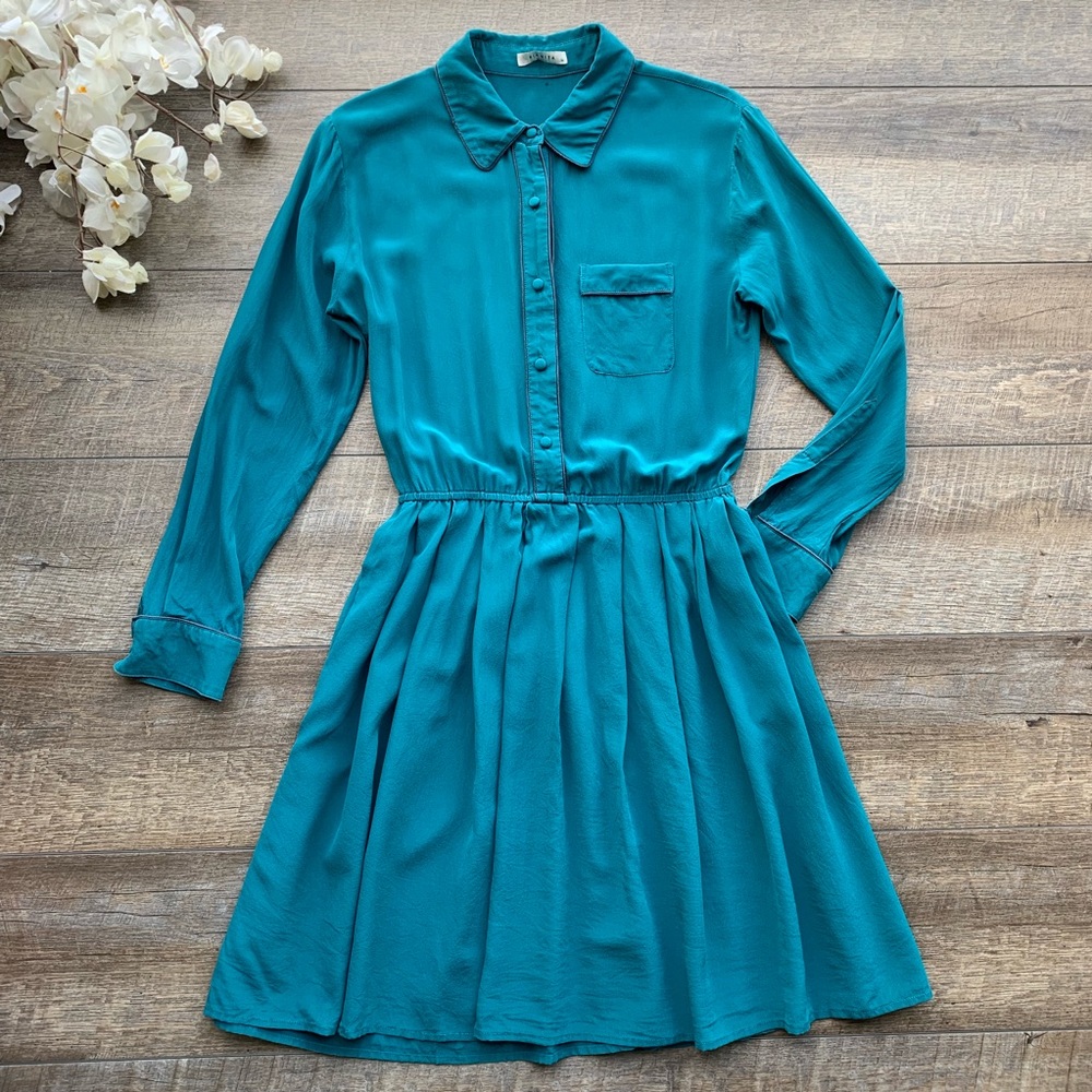 Piamita Dark Turquoise Long Sleeve Dress